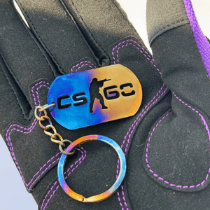 Csgo high-hardness quenched blue-baked keychain