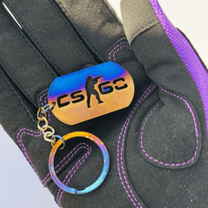 Csgo high-hardness quenched blue-baked keychain