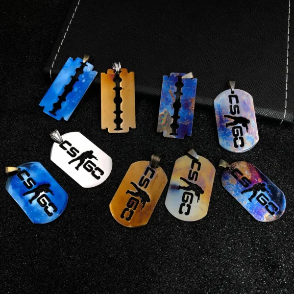 Csgo high-hardness quenched blue-baked keychain