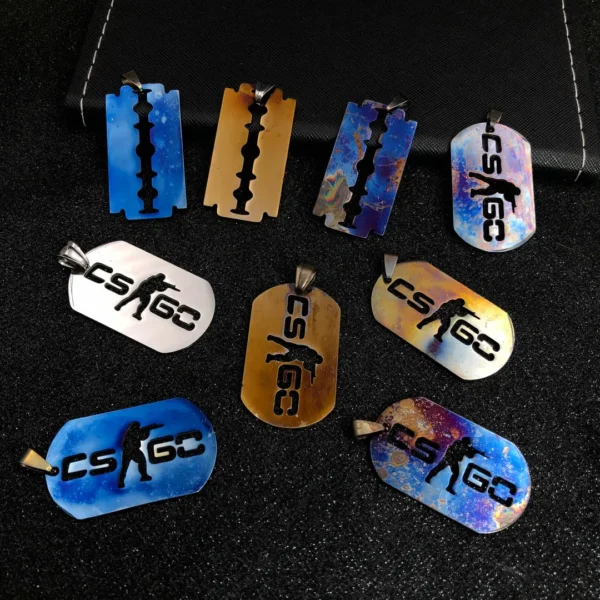 Csgo high-hardness quenched blue-baked keychain