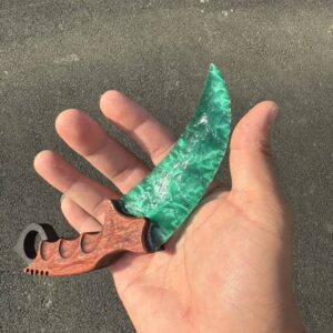 【 Purple Sandalwood knife Handle 】 Cat's eye stone material Karambit emerald