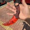 【 Fire-burned wood handle 】 Ruby material Karambitt