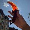 【 Fire-burned wood handle 】 Ruby material Karambitt