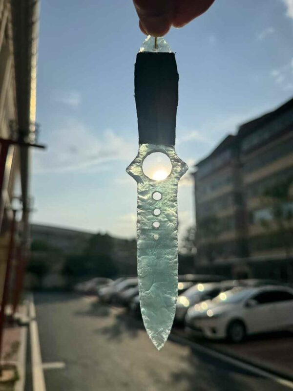 【 Cat's Eye Stone material 】 Sky blue skull knife