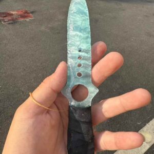 【 Cat's Eye Stone material 】 Sky blue skull knife